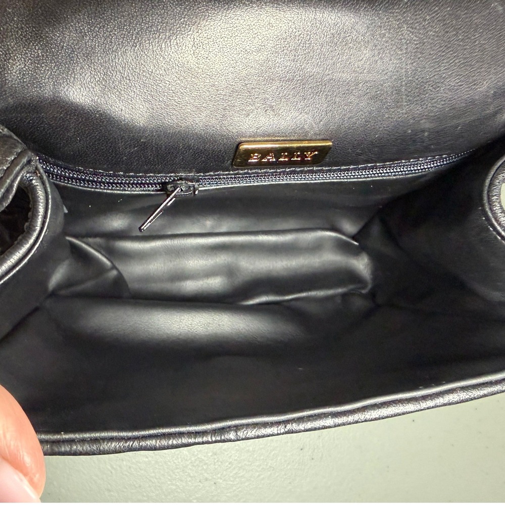 Vintage Bally Black Woven Suede Leather Top Handle Bag Gold Hardware - Picture 12 of 15